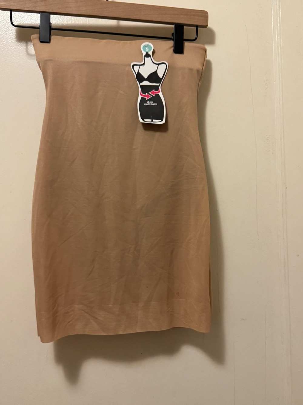 High-Waist Shaping Midi Slip Skirt in Tan
